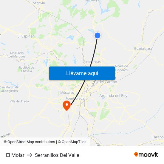 El Molar to Serranillos Del Valle map
