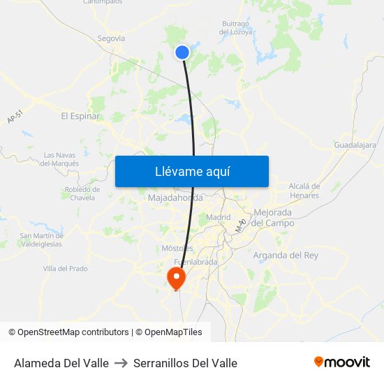 Alameda Del Valle to Serranillos Del Valle map