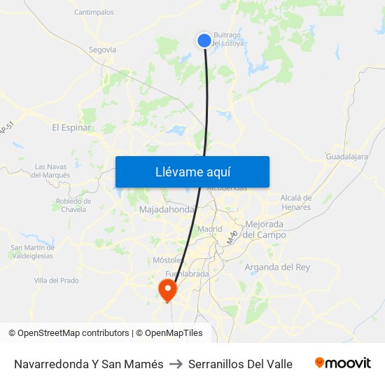 Navarredonda Y San Mamés to Serranillos Del Valle map