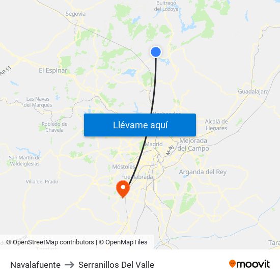 Navalafuente to Serranillos Del Valle map