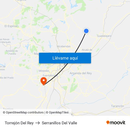 Torrejón Del Rey to Serranillos Del Valle map