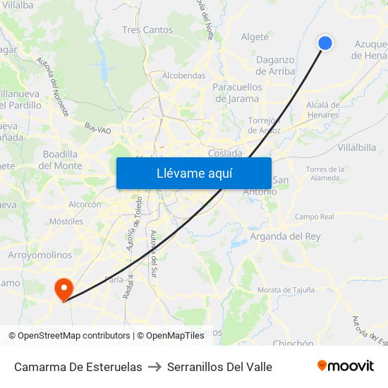 Camarma De Esteruelas to Serranillos Del Valle map