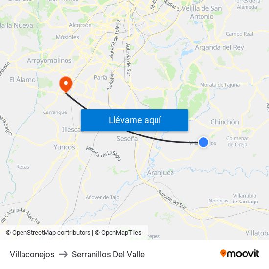 Villaconejos to Serranillos Del Valle map