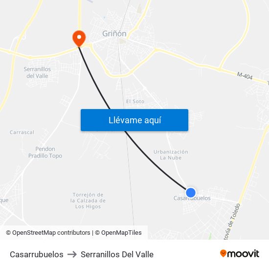 Casarrubuelos to Serranillos Del Valle map