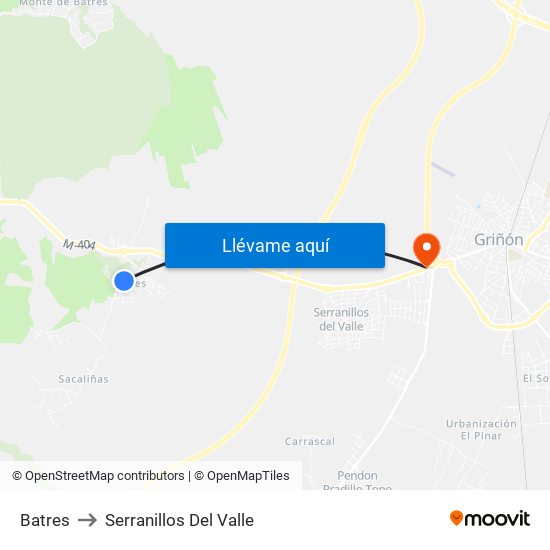 Batres to Serranillos Del Valle map