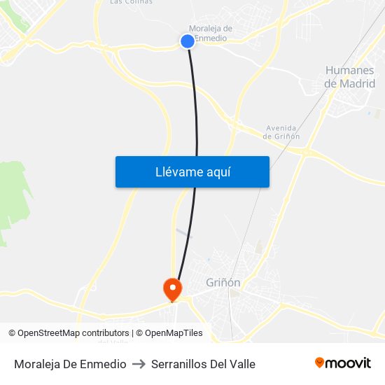 Moraleja De Enmedio to Serranillos Del Valle map