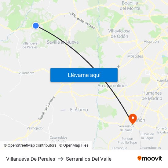 Villanueva De Perales to Serranillos Del Valle map