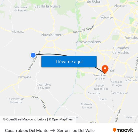 Casarrubios Del Monte to Serranillos Del Valle map