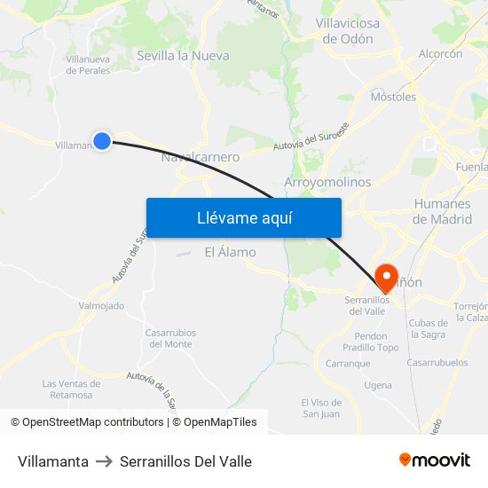 Villamanta to Serranillos Del Valle map