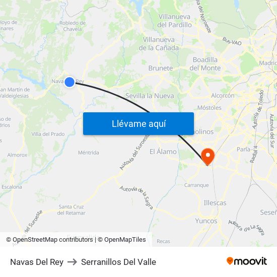 Navas Del Rey to Serranillos Del Valle map