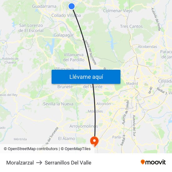 Moralzarzal to Serranillos Del Valle map