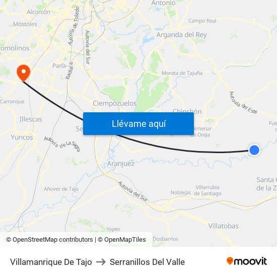 Villamanrique De Tajo to Serranillos Del Valle map