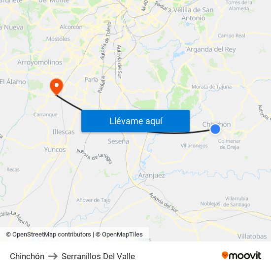 Chinchón to Serranillos Del Valle map