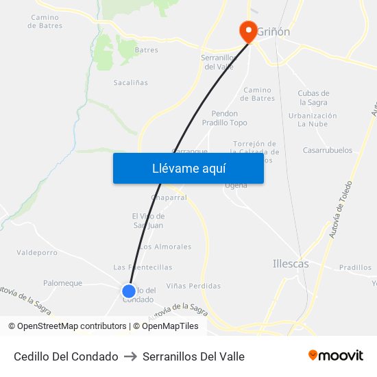 Cedillo Del Condado to Serranillos Del Valle map