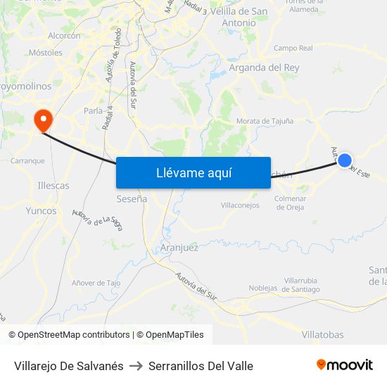 Villarejo De Salvanés to Serranillos Del Valle map