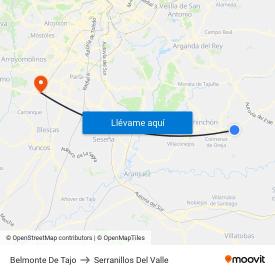 Belmonte De Tajo to Serranillos Del Valle map