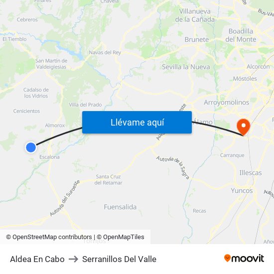 Aldea En Cabo to Serranillos Del Valle map