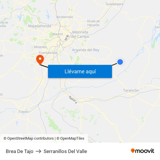 Brea De Tajo to Serranillos Del Valle map