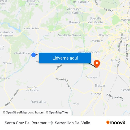 Santa Cruz Del Retamar to Serranillos Del Valle map