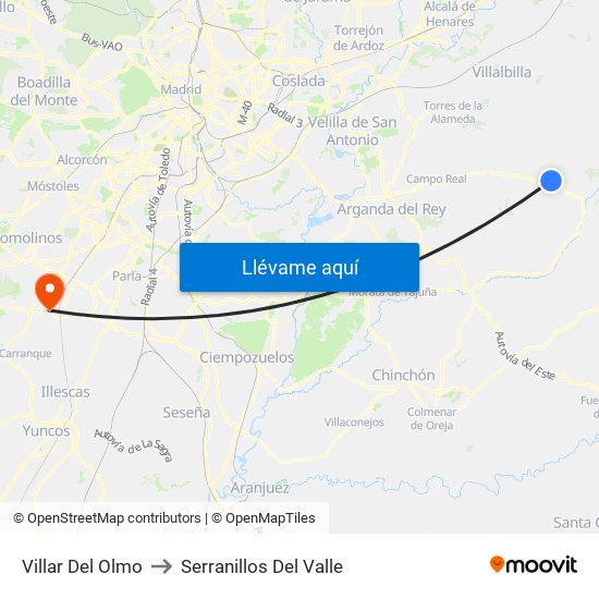 Villar Del Olmo to Serranillos Del Valle map