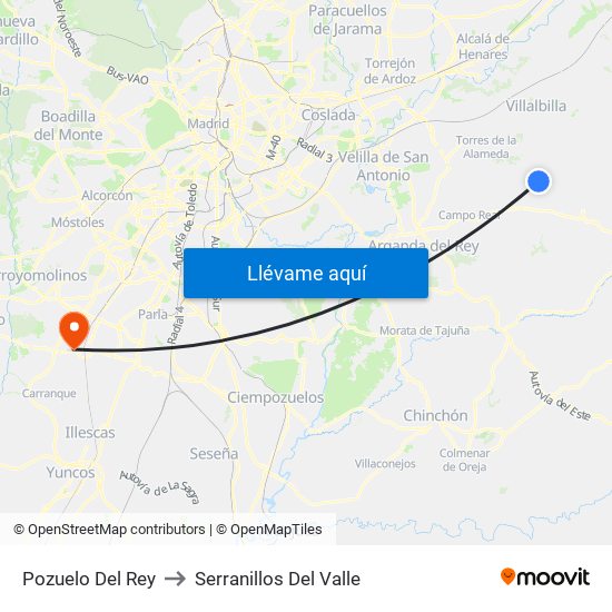 Pozuelo Del Rey to Serranillos Del Valle map
