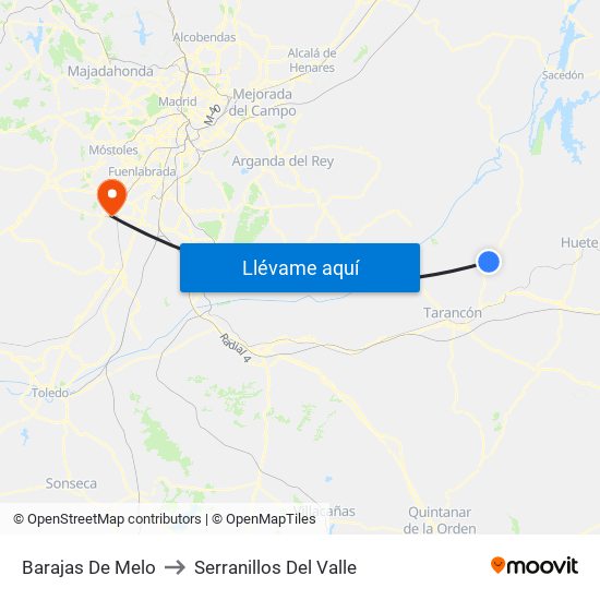 Barajas De Melo to Serranillos Del Valle map