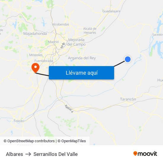Albares to Serranillos Del Valle map