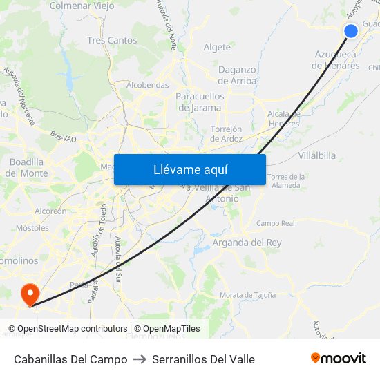 Cabanillas Del Campo to Serranillos Del Valle map