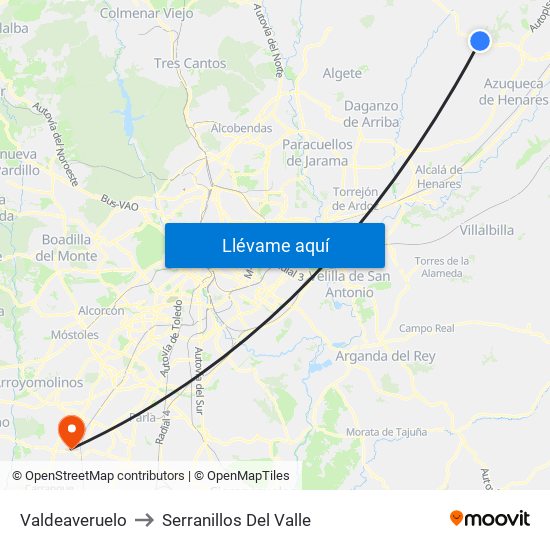 Valdeaveruelo to Serranillos Del Valle map