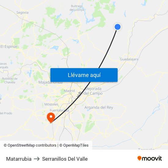 Matarrubia to Serranillos Del Valle map