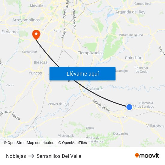 Noblejas to Serranillos Del Valle map