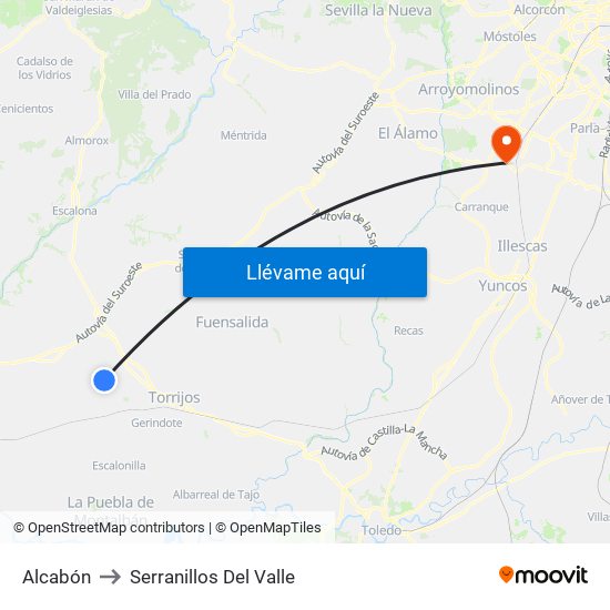 Alcabón to Serranillos Del Valle map