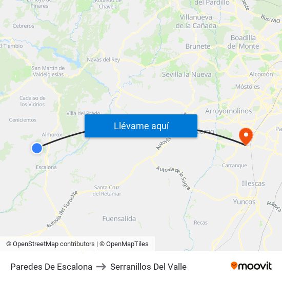 Paredes De Escalona to Serranillos Del Valle map