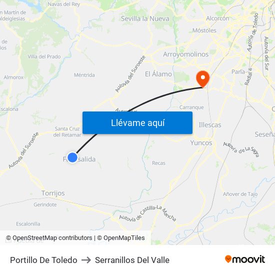 Portillo De Toledo to Serranillos Del Valle map