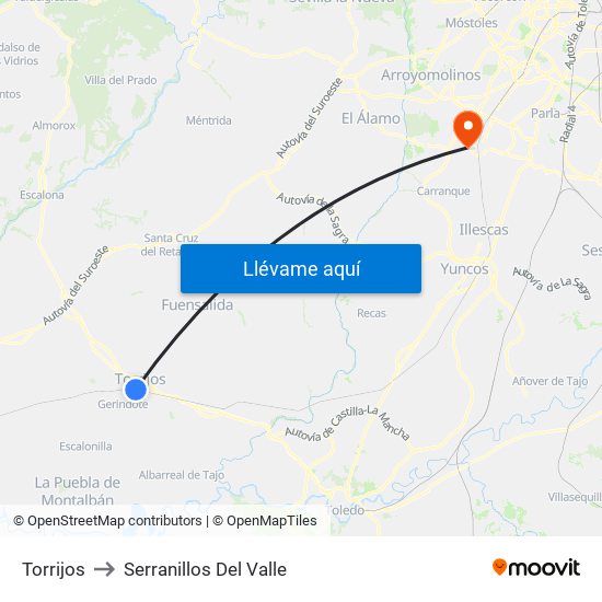 Torrijos to Serranillos Del Valle map