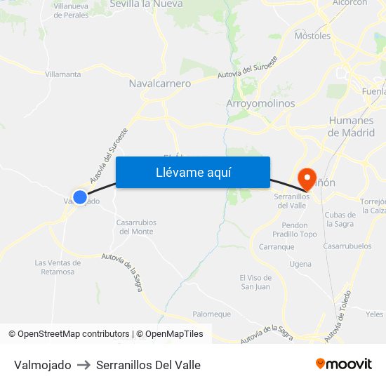 Valmojado to Serranillos Del Valle map