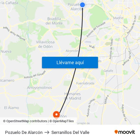 Pozuelo De Alarcón to Serranillos Del Valle map