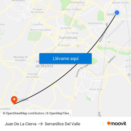 Juan De La Cierva to Serranillos Del Valle map