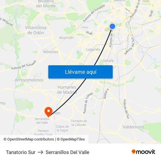 Tanatorio Sur to Serranillos Del Valle map