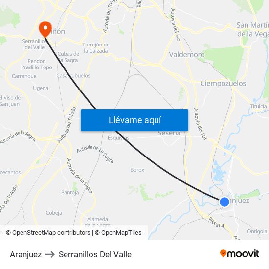 Aranjuez to Serranillos Del Valle map