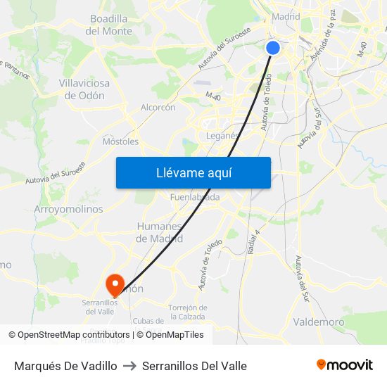 Marqués De Vadillo to Serranillos Del Valle map