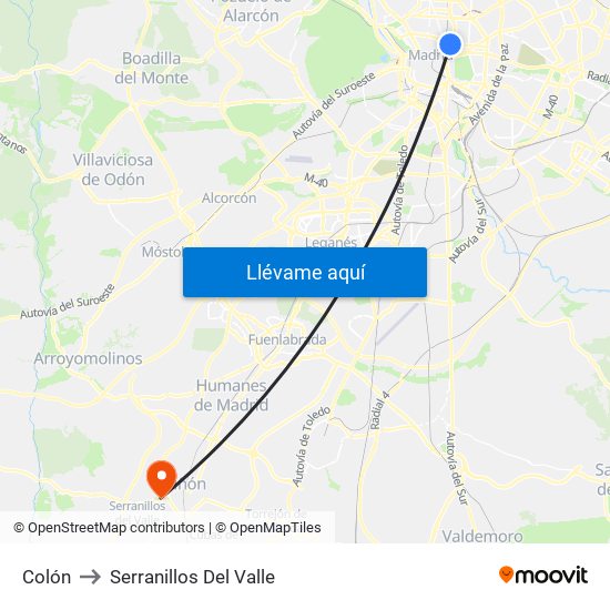 Colón to Serranillos Del Valle map