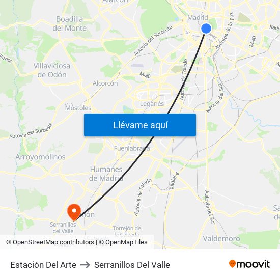 Estación Del Arte to Serranillos Del Valle map
