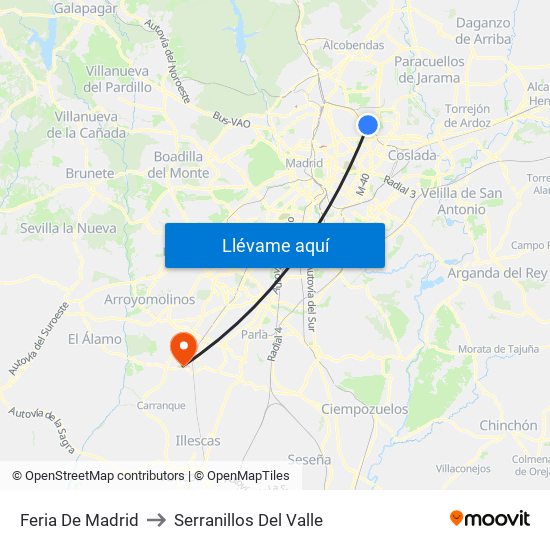Feria De Madrid to Serranillos Del Valle map