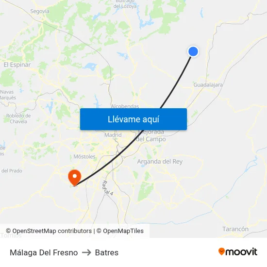 Málaga Del Fresno to Batres map