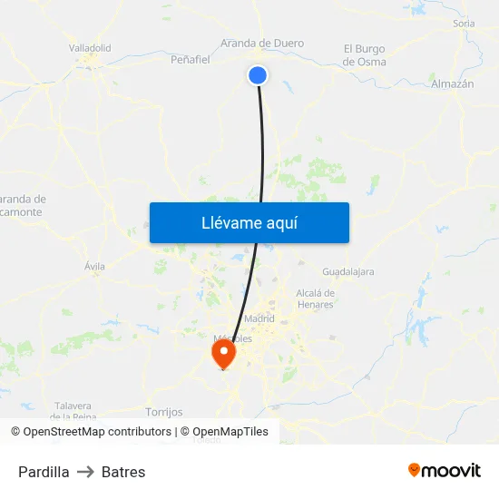 Pardilla to Batres map