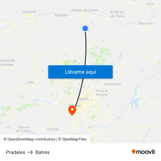 Pradales to Batres map