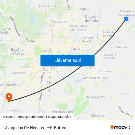 Azuqueca De Henares to Batres map