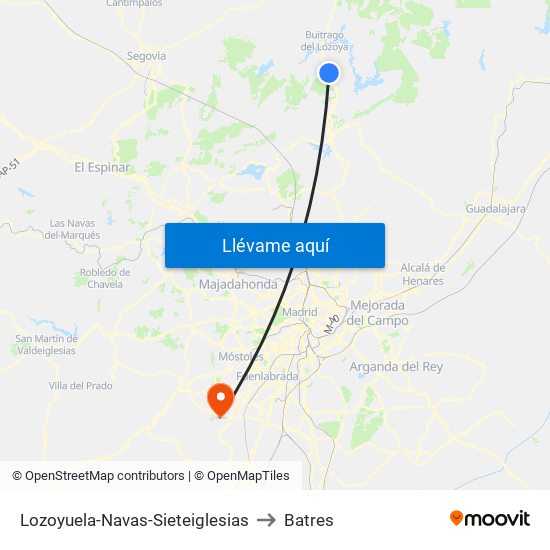 Lozoyuela-Navas-Sieteiglesias to Batres map