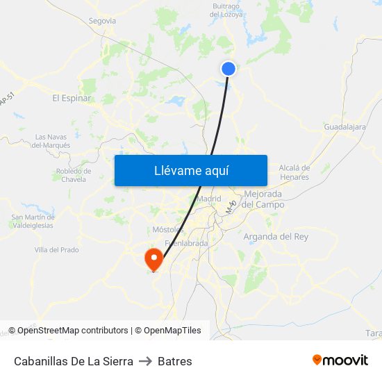 Cabanillas De La Sierra to Batres map